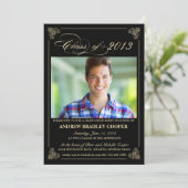 Classy Elegant Black 2013 Abschluss Foto Einladung (Stehend Vorderseite)