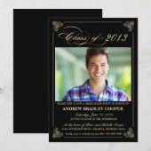 Classy Elegant Black 2013 Abschluss Foto Einladung (Vorne/Hinten)
