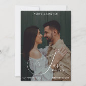 Classy Elegant Black & White Photo Script Wedding Save The Date (Vorderseite)