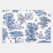 Classy Elegant Blue Country Toile Geschenkpapier Set (Vorderseite 3)