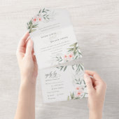 Classy Elegant Blush Greenery Blumenzwiese All In One Einladung (Abreißen)