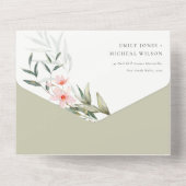 Classy Elegant Blush Greenery Blumenzwiese All In One Einladung (Rückseite)