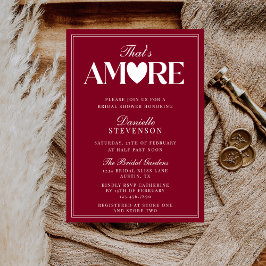 Classy Elegant Burgundy That's Amore Bridal Shower Einladung