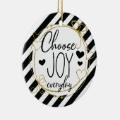 Classy Elegant Choose Joy Black Striping Christmas Keramik Ornament (Rechts)