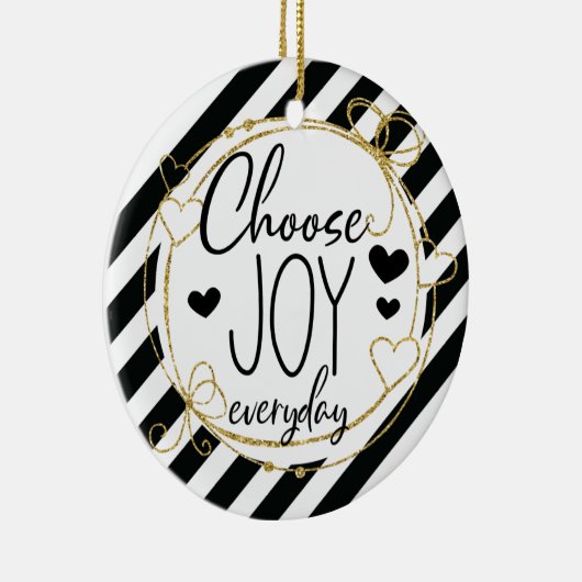 Classy Elegant Choose Joy Black Striping Christmas Keramik Ornament (Rechts)