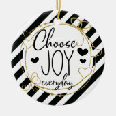 Classy Elegant Choose Joy Black Striping Christmas Keramik Ornament (Vorne)