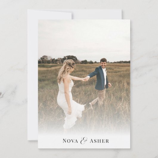 Classy Elegant Foto Overlay QR Code Hochzeit Einladung (Rückseite)