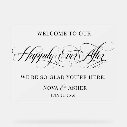 Classy Elegant glücklich immer nach Hochzeit Willk Acrylschild (Vorderseite)