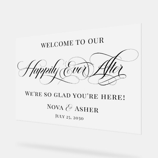 Classy Elegant glücklich immer nach Hochzeit Willk Acrylschild (Winkel)