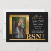 Classy Elegant Gold BSN Caduceus 1 Foto Black Ankündigung (Vorderseite)