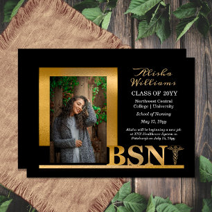 Classy Elegant Gold BSN Caduceus 1 Foto Black Ankündigung