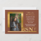 Classy Elegant Gold BSN Caduceus Foto Terracotta Ankündigung (Vorderseite)