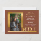 Classy Elegant Gold Caduceus 1 Foto Terracotta Ankündigung (Vorderseite)