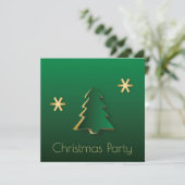 Classy Elegant Gold Green Christmas Tree Einladung (Stehend Vorderseite)