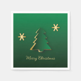 Classy Elegant Gold Green Christmas Tree Serviette