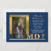 Classy Elegant Gold MD Caduceus 1 Foto Blau Ankündigung (Vorderseite)