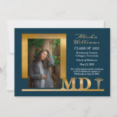 Classy Elegant Gold MD Caduceus 1 Foto Dk Aquamari Ankündigung (Vorderseite)