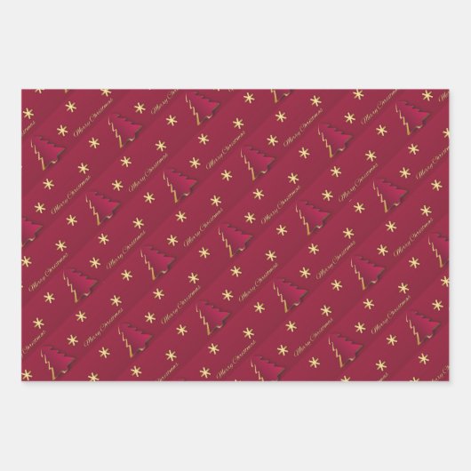 Classy Elegant Gold Roter Weihnachtsbaum Geschenkpapier Set (Vorderseite 2)