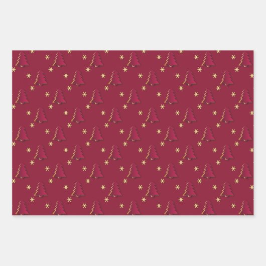 Classy Elegant Gold Roter Weihnachtsbaum Geschenkpapier Set (Vorderseite)