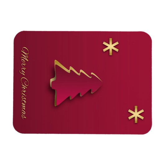 Classy Elegant Gold Roter Weihnachtsbaum Magnet (Horizontal)