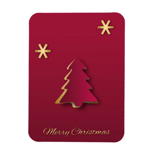 Classy Elegant Gold Roter Weihnachtsbaum Magnet (Vertikal)