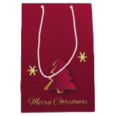 Classy Elegant Gold Roter Weihnachtsbaum Mittlere Geschenktüte (Vorderseite)