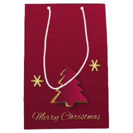 Classy Elegant Gold Roter Weihnachtsbaum Mittlere Geschenktüte