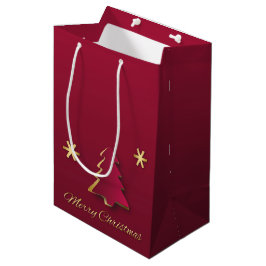 Classy Elegant Gold Roter Weihnachtsbaum Mittlere Geschenktüte