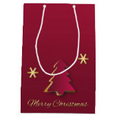 Classy Elegant Gold Roter Weihnachtsbaum Mittlere Geschenktüte (Rückseite)