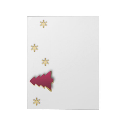 Classy Elegant Gold Roter Weihnachtsbaum Notizblock (Rotiert)