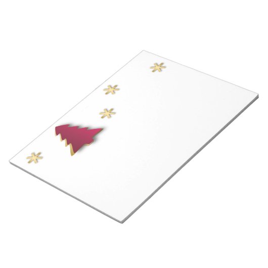 Classy Elegant Gold Roter Weihnachtsbaum Notizblock (angewinkelt)