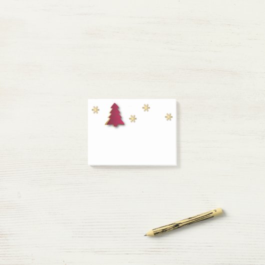 Classy Elegant Gold Roter Weihnachtsbaum Post-it Klebezettel (Auf Schreibtisch)