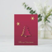 Classy Elegant Gold Roter Weihnachtsbaum Postkarte (Stehend Vorderseite)