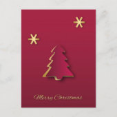 Classy Elegant Gold Roter Weihnachtsbaum Postkarte (Vorderseite)