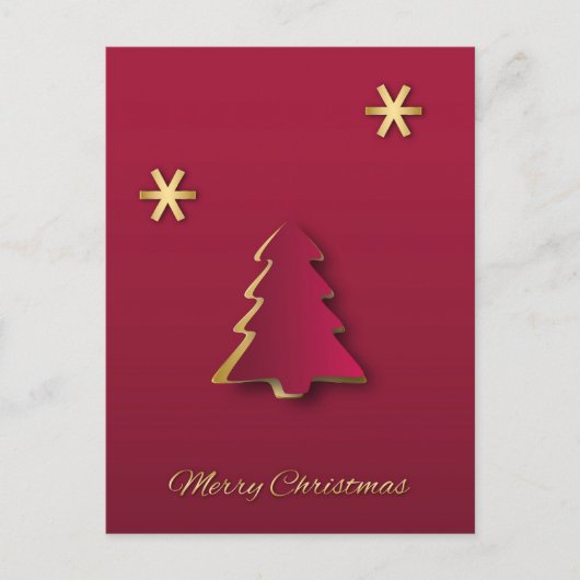 Classy Elegant Gold Roter Weihnachtsbaum Postkarte (Vorderseite)