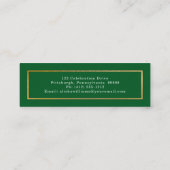 Classy Elegant Gold Text Graduate Foto Green Mini Visitenkarte (Rückseite)