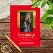 Classy Elegant Gold Text Graduate Foto Rot