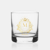 Classy Elegant Gold Tone Monogram Family Shield Whiskyglas (Rückseite)