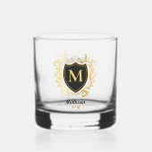 Classy Elegant Gold Tone Monogram Family Shield Whiskyglas (Vorderseite)