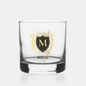 Classy Elegant Gold Tone Monogram Family Shield Whiskyglas (Rückseite)