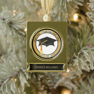 Classy Elegant Grad Cap School Graduate Abschluss Banner-Ornament Gold