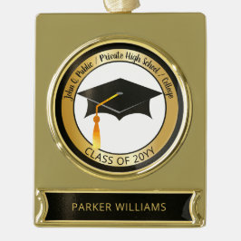 Classy Elegant Grad Cap School Graduate Abschluss Banner-Ornament Gold
