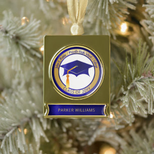 Classy Elegant Grad Cap School Graduate Abschluss Banner-Ornament Gold