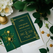 Classy Elegant Green and Gold Hochzeit Einladung