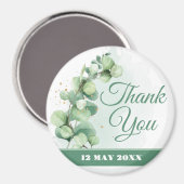 Classy Elegant greenery modern thank you buttons Magnet (Vorderseite/Rückseite)