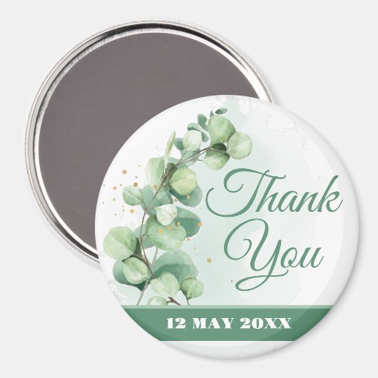 Classy Elegant greenery modern thank you buttons Magnet (Vorderseite/Rückseite)
