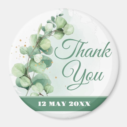 Classy Elegant greenery modern thank you buttons Magnet (Vorne)