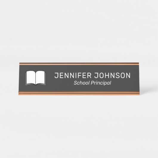 Classy Elegant Individuelle Name Titel Logo Mitarb Schreibtischnamensplakette (Vorderseite )