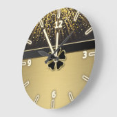 Classy Elegant Irish Shamrock ,Faux Gold Confetti Große Wanduhr (Winkel)