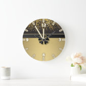Classy Elegant Irish Shamrock ,Faux Gold Confetti Große Wanduhr (Zuhause)